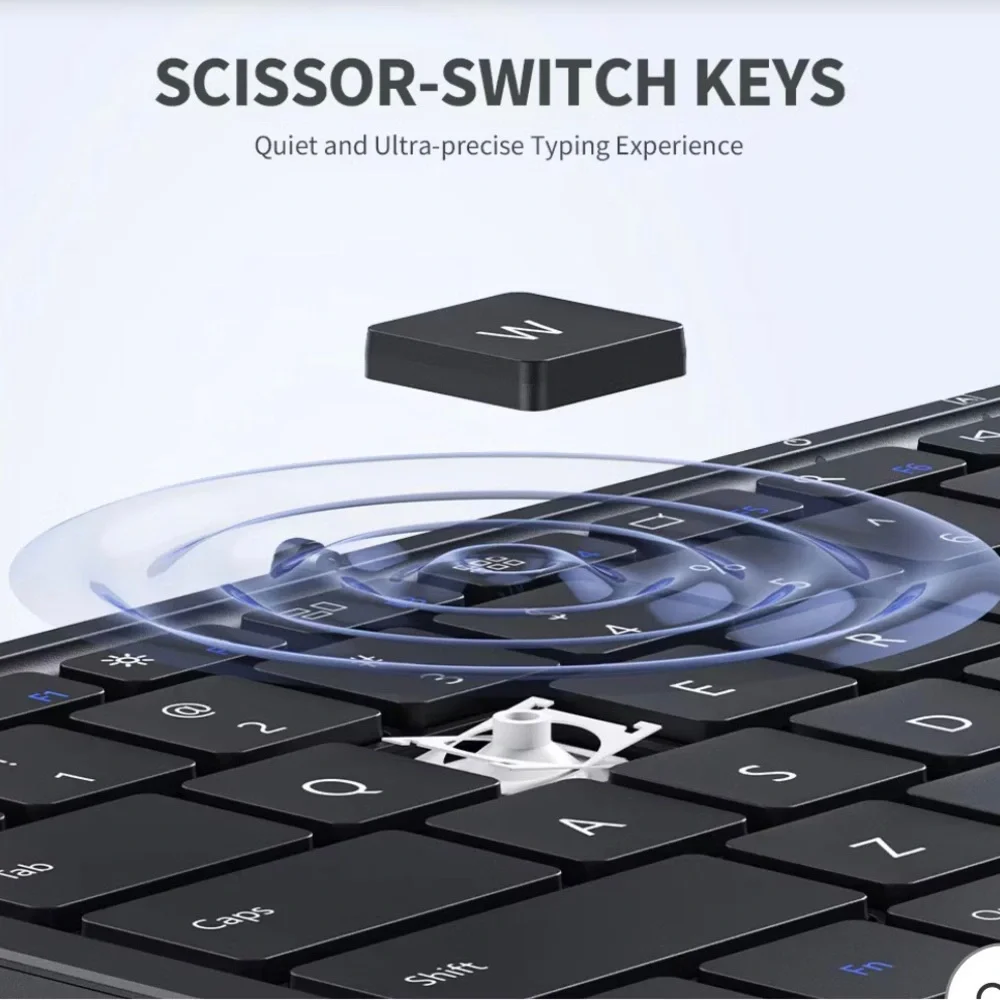 Foldable Wireless Bluetooth Keyboard in Dark Gray with Orange Accent